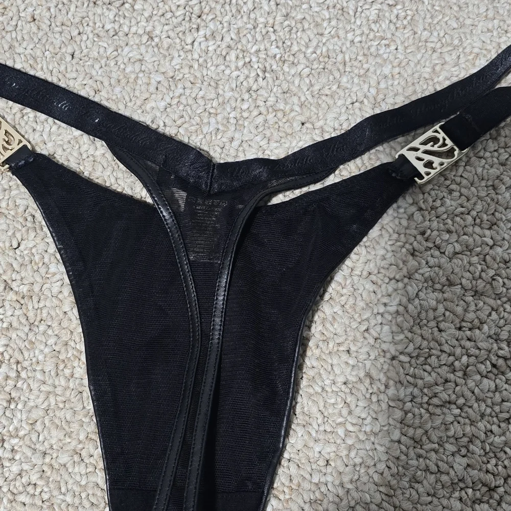 Honey Birdette Nero 32A And XS Thong Bottom Faux Leather - Picture 8 of 8